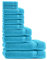 Class Home Collection 12 TLG Frottee Handtücher Set | Gästetuch | Handtuch | Duschtuch | Waschhandschuh | Türkis