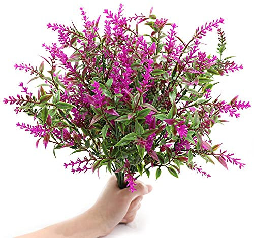 GKONGU Flores Artificiales de Lavanda,4 Piezas Ramo de plastico,decoración Planta para Exterior Interior Jardín Fiesta Boda (púrpura)