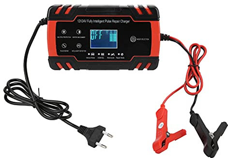 Batterieladegerät, 12V/24V 2-150Ah Batterieladegerät Reparatur Intelligente Automatische Aufladung für Auto Motorrad 110V-240V(Europäischer Standard)
