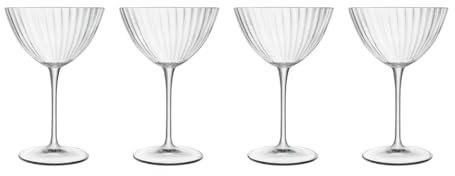 Luigi Bormioli Optica Martini - Juego de 4 vasos de cóctel de cristal de 220 ml, aptos para lavavajillas