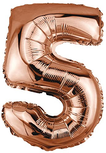 DekoRex Folienballon Rosegold 40cm Geburtstag Jubiläum Hochzeit Deko (Zahl 5)