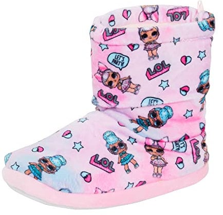 Pantofole stivaletto LOL Surprise Dolls per ragazze Pantofole per bambini Foderate in pelliccia sintetica Caldi stivaletti Scarpe da casa, Rosa, 27/8