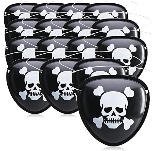 com-four® 16x Piraten-Augenklappen - Piraten-Kostüm Zubehör zum Karneval, Halloween - Seeräuber Accessoire - Augenabdeckung mit Gummiband, Kappe, Maske (Set 06-16-teilig)
