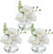 Briful Set di 3 orchidee artificiali in vaso di vetro, orchidee bianche, fiori finti in acqua sintetica, per decorazione soggiorno, bagno, ufficio