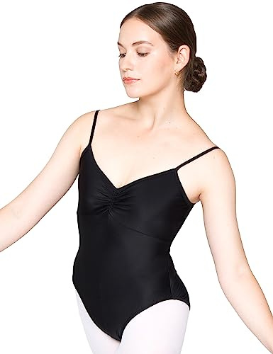 tanzmuster Ballett Trikot Damen Spaghettiträger - Karen - glänzend - besondere Kreuzung - BH-Pad-Einschub - Tanz Body - Ballettkleidung für Erwachsene