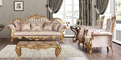 JV Möbel Sofagarnitur 3+1+1 Sitzer Sofa Sessel Sofas Sitz Garnitur Gruppe Stoff Barock