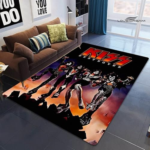 bailongma Kiss Print Flannel Carpet Play Room Living Room Bedroom Non-Slip Band Rug Photography Props Birthday Gift M210 140×200CM