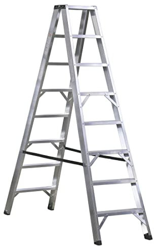 Svelt Scala Professionale in Alluminio a doppia Salita con 8 gradini piani rivettati ai montanti, Portata 150 kg