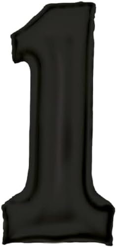 Amscan Große Zahl 1 Silk Lustre schwarz Folienballon N34 verpackt 86 cm