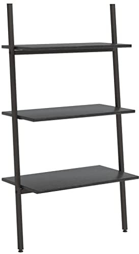 Bussandri Exclusive - Anlehnregal mit 3 Ablagen Schwarz 64x34x116 cm