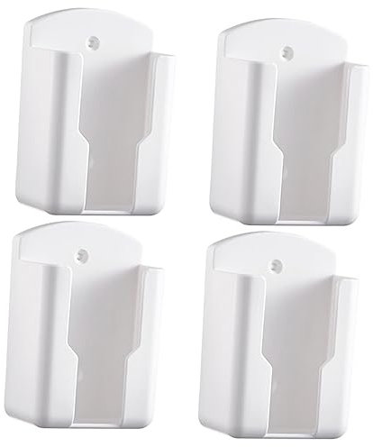 STOBOK 4pcs Wall Storage Box Remote Control Mobile Phone Plug Wall Holder Remote Control Switch Phone Holder for Bed Strip Basket Rack White Office Cell Phone Plastic Controller