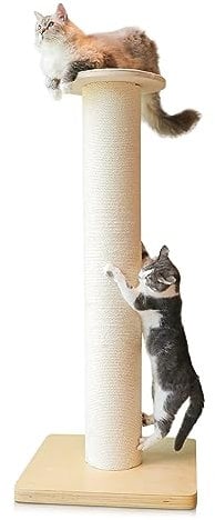 KONELCARE 50 Tall Cat Scratching Post, Extra-Large Cat Scratch Post for Biggest Cats (Maine Coon), 7.3” Thick Post, 36lbs Weight, Solid Wood Base & Natural Sisal Rope