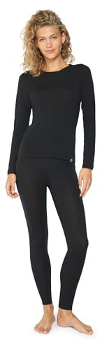 DANISH ENDURANCE Merino Thermounterwäsche Damen, Premium Skiunterwäsche Damen, Funktionsunterwäsche Set, Warm & Atmungsaktiv, Merino Unterwäsche Damen, Schwarz, XL