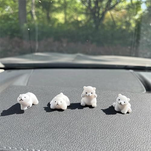 ASOQOLA Niedlicher Eisbär-Auto-Rückspiegel-Zubehör für Auto-Innendekoration, Armaturenbrett, Auto-Ornament, lustige Geschenke für niedliche Autospiegel-Innendekorationen (4 Stück)