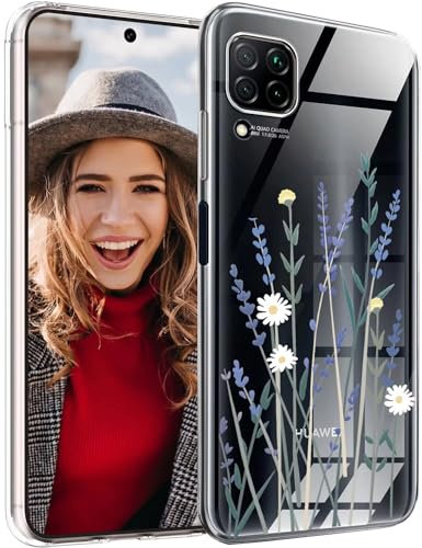 POUHYE Hülle für Huawei P40 Lite Handyhülle, Klare Flexible Silikon Stoßfest Cover, 1,5 mm Dicke Stoßdämpfung Huawei P40 Lite Schutzhülle [Nicht-Vergilbung] [Anti Slip] [Anti Scratch] Lavendel