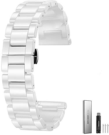 Drei Perlen Keramik-Uhrenarmband, Schnellverschluss, wasserdichtes Uhrenarmband, Faltschließe, Uhrenarmband für Handgelenk, Uhrenarmband-Zubehör, Damen und Herren, universell, 14 mm, 15 mm, 16 mm, 17