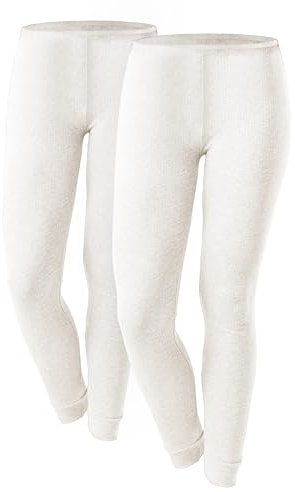OCERA 2X Thermo Unterhose für Damen, Warme Thermounterwäsche mit Baumwolle für den Winter - Creme - S