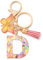 CHUQING Porte-clés avec initiales pour filles et femmes, rose, mignon papillon en forme de cœur, pour sac à dos, cartable, Kc-d