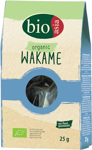 BIOASIA Bio Wakame Algen, glutenfreie & vegan, ideal für Salate, Suppen & asiatische Gerichte, 1 x 25g