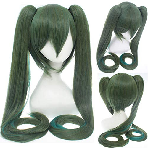 Lange Gerade mit 2 Pferdeschwanz Perücke Vocaloid Senbon Zakura Schnee Miku Hatsune Miku Cosplay Perücken(EINWEG)