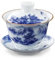 fanquare Blaue und weiße Gaiwan Landschaft Porzellan Chinesisch Traditionelle Gaiwan Sancai Tee Schale mit Deckel Vintage Tee Tasse Untertasse Abdeckung Set für Haus Büro 180ML