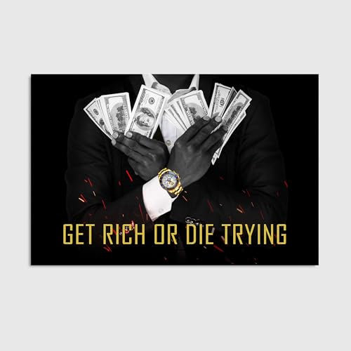 Blue Booms Get Rich or Die Trying ALUDIBOND GEBÜRSTET 45x30 Ohne Rahmen