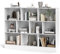KOMFOTTEU Estantería Abierta con 10 Compartimentos, Librería de 3 Niveles con Dispositivo Antivuelco, Mueble de Almacenamiento para Salón, Oficina (Blanco, 140 x 24 x 104 cm)