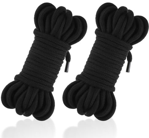 2 Pcs Soft Cotton Rope, 66 feet / 20m Rope, 7mm Thick Solid Braided Polypropylene Rope Nylon Rope All Purpose Boat Marine RopeThick Rope for Camping and Flag Pole Indoor and Outdoor Use Black
