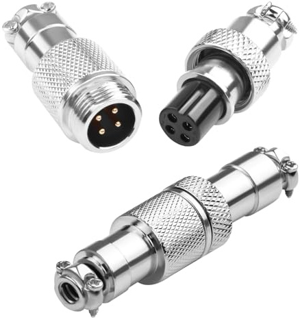QIANRENON Docking Acoplamiento GX12 4Pin Aviación Enchufe Toma Chapado oro GX12 4Pin Aviation Plug Soldar Conector GX12 4 Pin Rápido Enchufe Tuerca Bloqueo 5A, para Eléctrica Electrónica Señales, 2Pcs