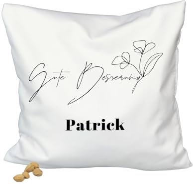 ORWO personalisiertes Kirschkernkissen mit Namen | 20 x 20 cm | Wärmekissen mit Foto | Made in Germany | weiches Satingewebe | beidseitig bedruckt | Mikrowelle | hautfreundlich (Gute Besserung)
