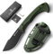 DRACHENADER L-Y Outdoor Messer Survival, Gürtelmesser 8, 8 cm Klingenlänge, 5Cr13MoV Edelstahl Full Tang, Feststehende Klinge mit ABS Scheide, Kein Feuerstahl, Klinge Schwarz + Grün Griff
