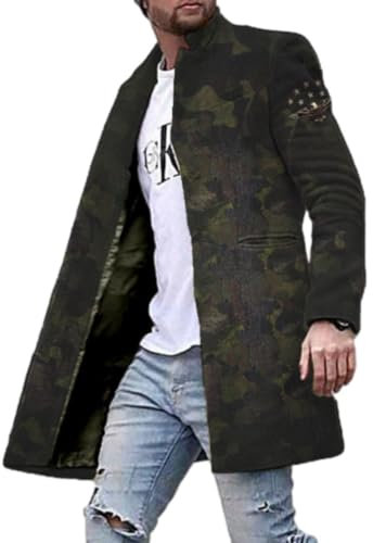 NITRY Übergangsjacke Herren Mittlere Länge Mode Casual Langarm Jacke Herren Regular Fit Persönlichkeit Trend Outdoorjacke Herren Urban Jugend Temperament Vintage Jacke Männer M-13 S