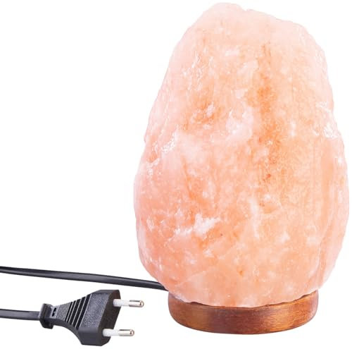 Lunartec Salzlampe: LED-Salzkristall-Lampe mit Echtholzständer, LED-Leuchtmittel, 2-3 kg (Salzleuchte, Salzlampe, Wohnzimmerleuchten)