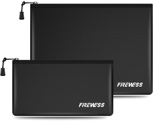 FIREWESS 2 Pezzi Borsa Portavalori Ignifuga, 34 x 25 cm e 28 x 15 cm, Porta Documenti Moto, Resistenti al Fuoco e all'acqua, Per Documenti, Contanti, Passaporto, Chiavi