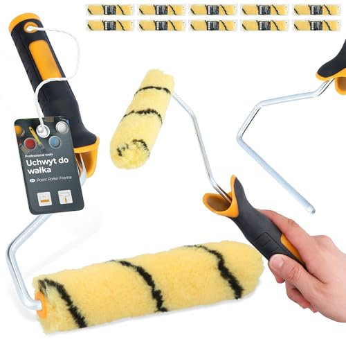 10x Farbroller 15 cm Farbwalze Ersatzrolle Malerrolle Lackierrolle Fassadenfarbe Wand Set mit Farbrollerbügel Bügel Malerbedarf Anstricharbeiten Renovierung