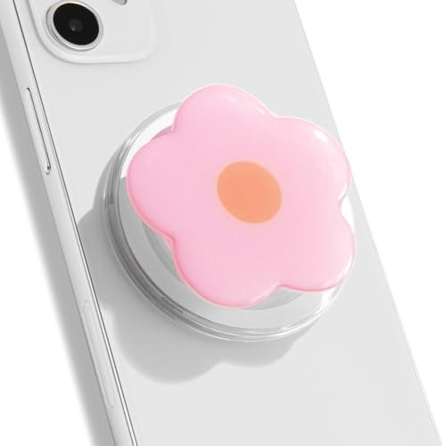 TOEECY Handy Griff Magnet Kompatibel Einziehbarer Flower Griff Halterung Ausziehbarer Knopf Festhalten Fingerhalterung Griffhalter Ständer Sockel für Smartphone Tablets Handy Zubehör (Rosa)