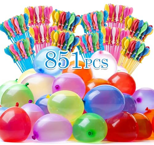 Betensh Wasserbomben Selbstschließend, 851 Stück Wasserballons, Bunt Wasserbombem, 60 Sekunden Schnellfüller, Wasser Bomben mit Wasserhahn Anschluss, Water Balloons für Kinder, Sommer