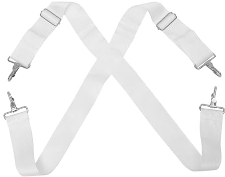 Militärtrommelriemen Doppel Schultergurt aus Nylon für Basstrommel | Korrosionsbeständig, Leicht und Abzulegen, Ergonomisches Doppel Schulterdesign, Weiß für Marschtrommel