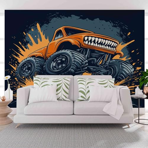 Kntnshac Voiture Tout-Terrain Anime Papier Peint, Décoration Murale Pour Salon, Chambre, Noir Papier Peint Panoramique 3D 400 x 280 cm (L x H)