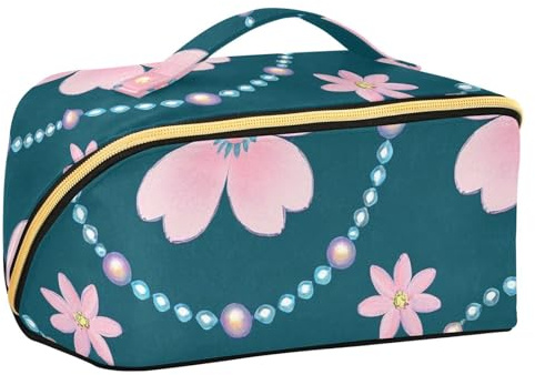 EtherSpher Orientalische Kosmetiktasche mit Trennwänden, wasserdicht, Reise-Kosmetiktasche für Damen, Reisegröße, Zubehör