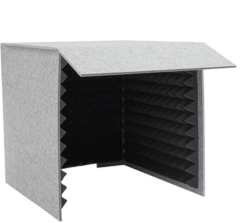 Susoso Tonaufnahme-Vocal Booth Box, Desktop Quadratisch Schalldichte Abdeckung Effektive Lärmreduzierung für Videokonferenzen 60x60x60cm Grau, Schwarz