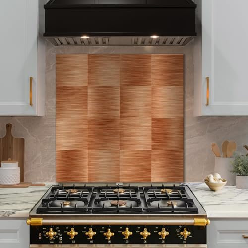 funlife Brushed Aluminum Self Adhesive Splashback for Kitchen, Copper 14.5X14.5CM 16PCS