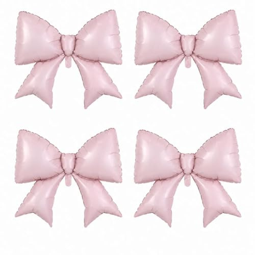 4 Stück Rosa Schleifenballons, Folienballons für Geburtstag und Party | 4 rosa Folienballons in Schleifenform; aufgeblasen ca. 68 x 75 cm; für Geburtstage, Hochzeiten, Partys und Fotodekorationen
