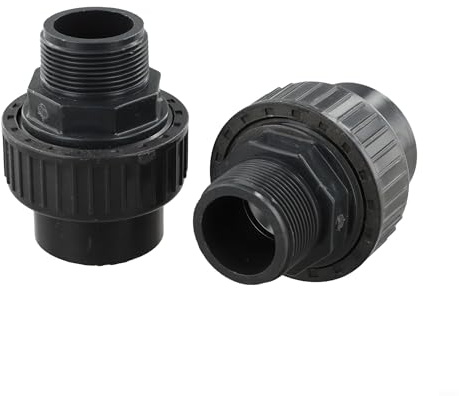2 connettori in PVC per pompa spa piscina filettatura esterna design unione rapida nero 50 mm maschio filettato e antiscivolo estremità presa raccordo resistente per attrezzature da piscina