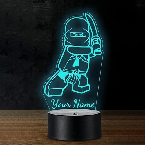Personalisierte 3D-Lampe Minifigur Ninja Bausteinfigur Acryl LED-Licht