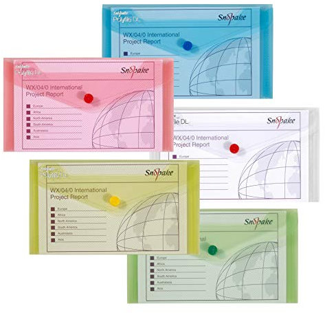 Snopake 10070 Polyfile Dokumententasche DL Polypropylen 5 Stück farblich sortiert
