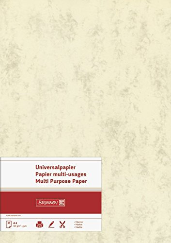 BRUNNEN 105141111 Universalpapier / Multifunktionspapier Marmor (A4, 120 g/m², 35 Blatt, marmoriert) chamois (175 Blatt A4, chamois / marmoriert)