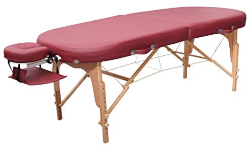 Zen Basic Oval Massageliege klappbar & Mobile Massagetisch aus Holz, stabile Massagebett - Massagebank höhenverstelbar, Tattoo & Kosmetikliege - Behandlungsliege mit Kopfteil, Armstütze & Tasche