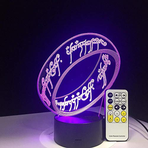 ARXYD Lampade 3D Illusione Ottica Luce Notturna Il Signore Degli Anelli Deco Lampada Led Da Tavolo Illuminazione Luce Di Notte 7 Colori Controllo Tattile Lampada