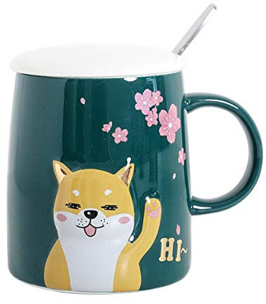 Coppia Tazza Tazza con Coperchio Cucchiaio Creativo Cane di Legno Tazza di Ceramica Natale Regalo Ufficio Acqua Tazza